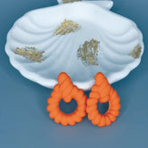 Orange Twisted Hoop Earrings | Unique Statement Polymer Clay Earrings | Modern Jewelry